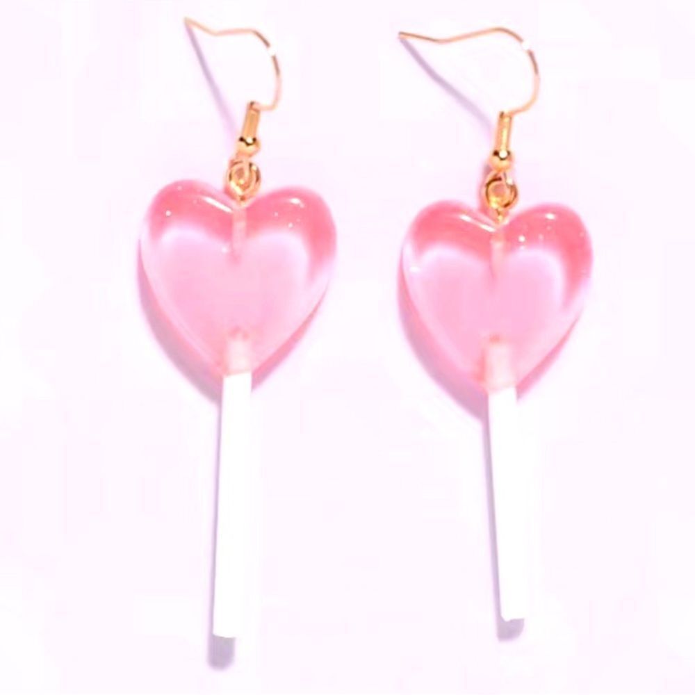 (K1) Fun Pink Lollipop Earrings